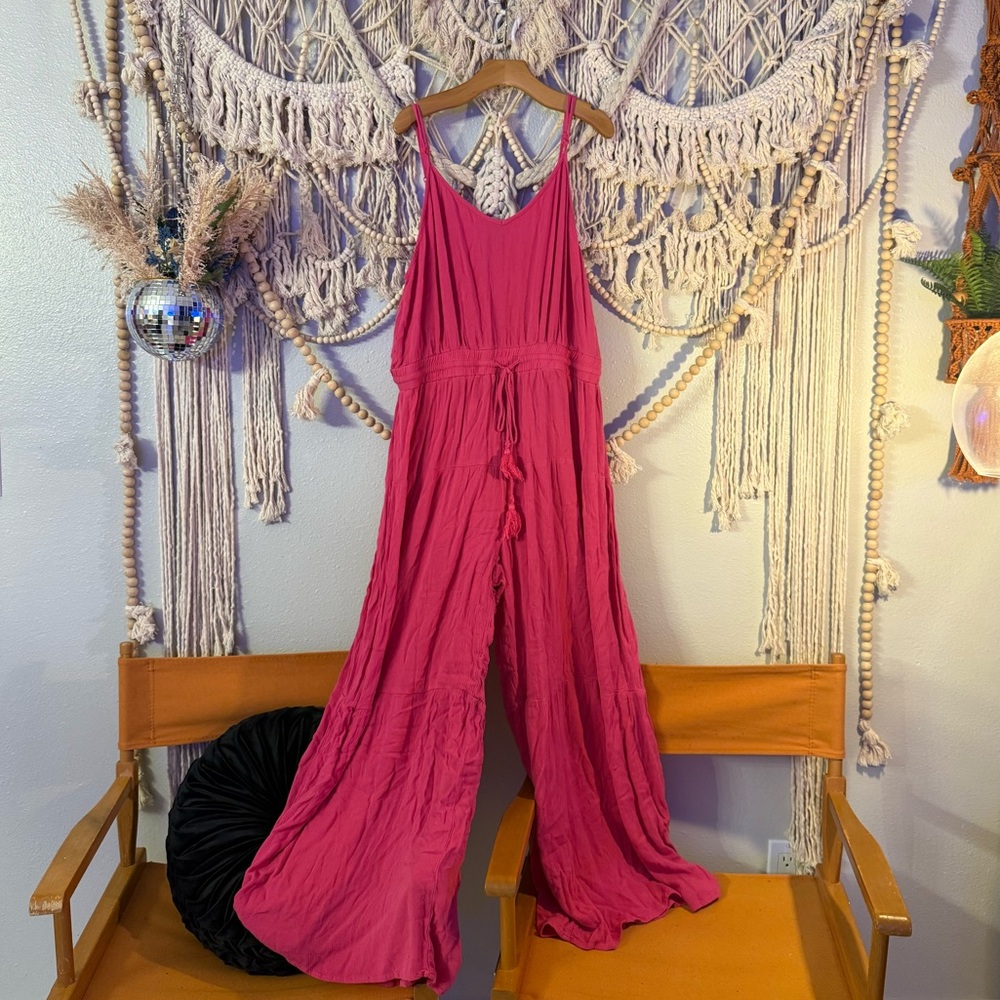 Emery Rose 1 Piece Sleeveless Pink Wide Leg Jumpsuit size 2XL
